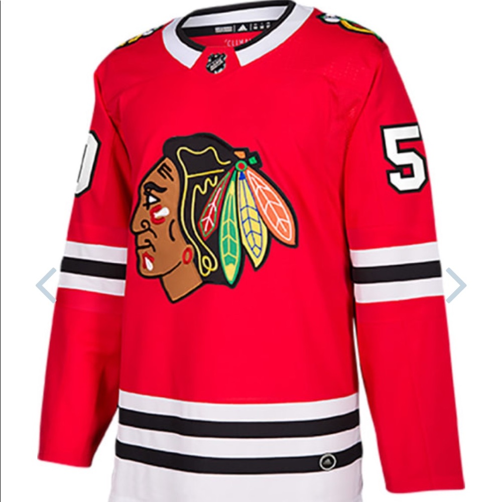 ADIDAS COREY CRAWFORD CHICAGO BLACKHAWKS MENS RED AUTHENTIC HOCKEY JERSEY